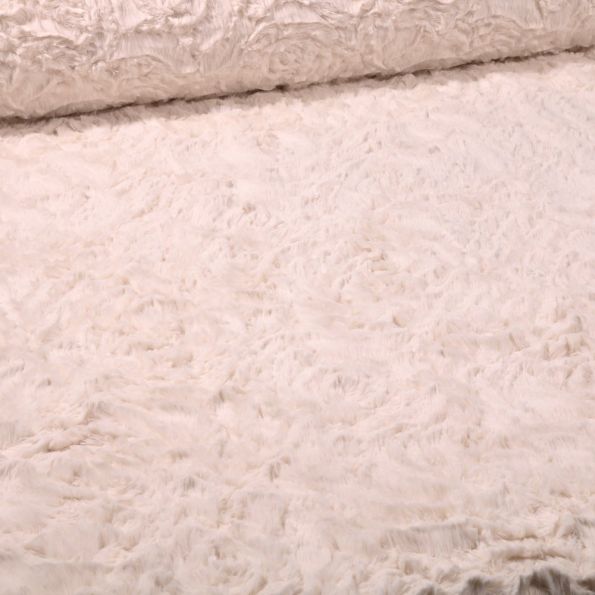 Tissu Fausse fourrure Rosalie sur fond Ecru - Par 10 cm