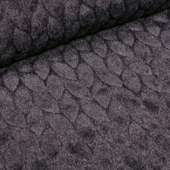 Tissu Fausse fourrure Pétales sur fond Noir - Par 10 cm