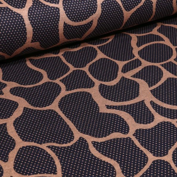 Tissu Jersey Milano Alvéoles sur fond Bleu marine - Par 10 cm