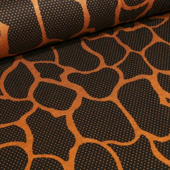 Tissu Jersey Milano Alvéoles ocre sur fond Noir - Par 10 cm