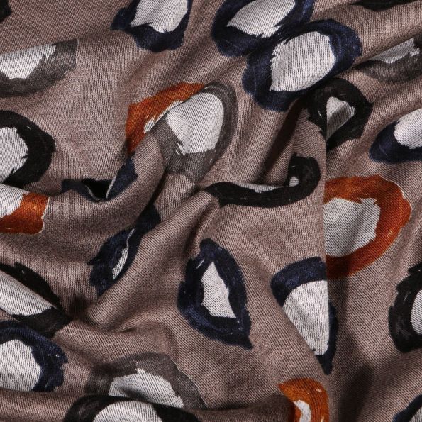 Tissu Jersey Milano Pois destructurés bicolores sur fond Taupe - Par 10 cm