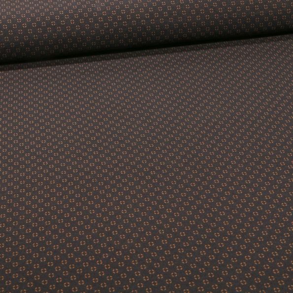 Tissu Bengaline Mini losanges ocres sur fond Noir - Par 10 cm