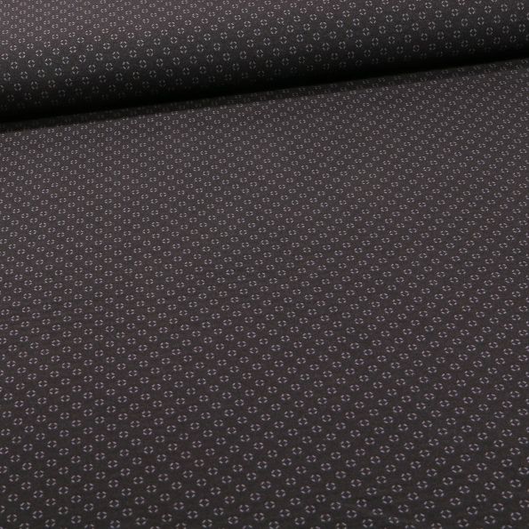 Tissu Bengaline Mini losanges gris sur fond Noir - Par 10 cm