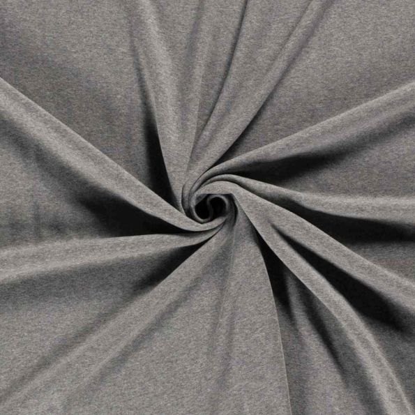 Tissu Sweat envers molletonné CosyMood uni Gris - Par 10 cm