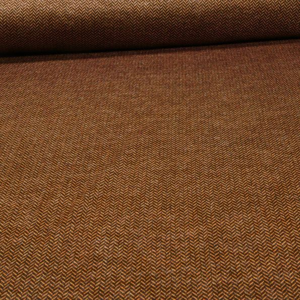 Tissu Jersey Milano toucher laine Chevrons sur fond Ocre - Par 10 cm