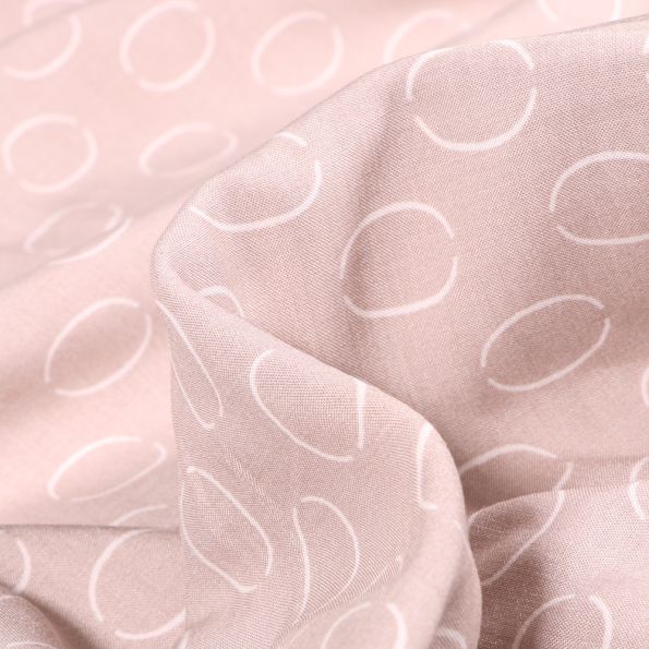 Tissu Viscose Popeline Anneaux sur fond Gris clair - Par 10 cm