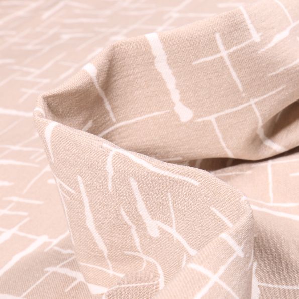 Tissu Bengaline Motifs abstraits sur fond Beige - Par 10 cm