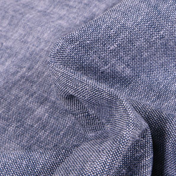 Tissu Viscose Lin chiné Caly Bleu denim - Par 10 cm