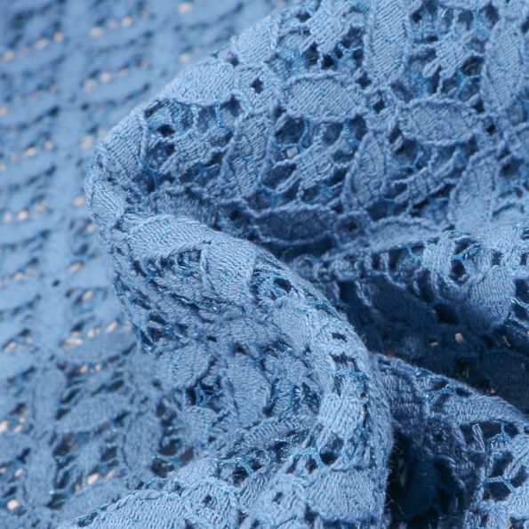 Tissu Dentelle Carla Bleu - Par 10 cm