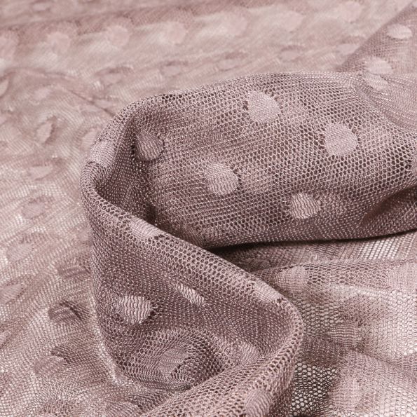 Tissu Tulle souple Pois 1 cm sur fond Gris - Par 10 cm