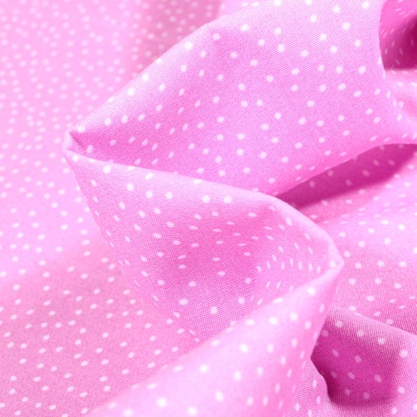 Tissu Coton imprimé Mini pois sur fond Rose - Par 10 cm