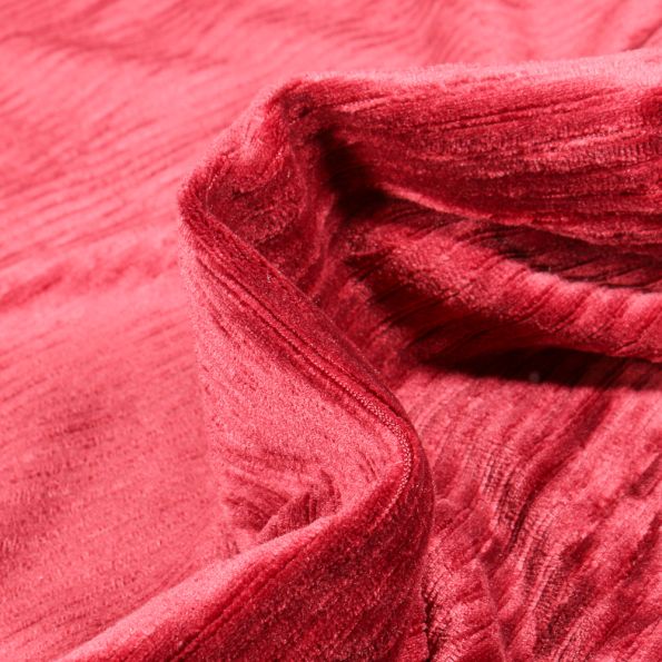 Tissu Velours Jersey côtelé uni unicolour sur fond Rouge - Par 10 cm