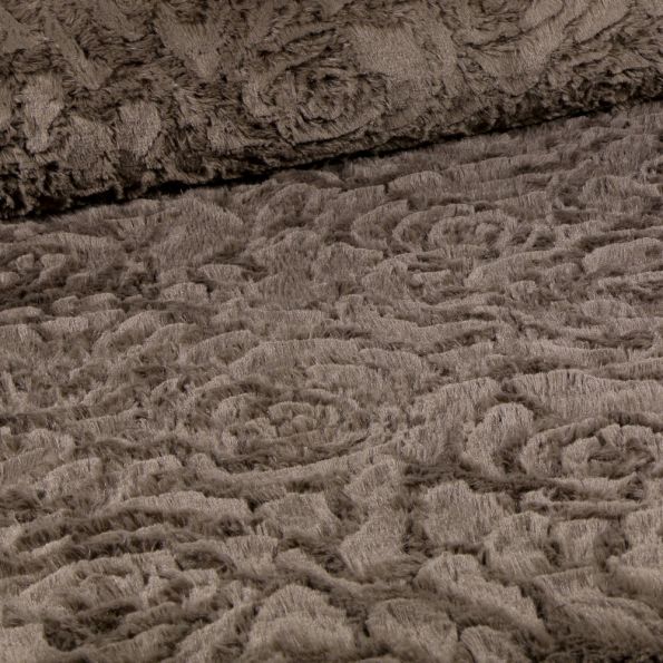 Tissu Fausse fourrure Rosa sur fond Marron - Par 10 cm