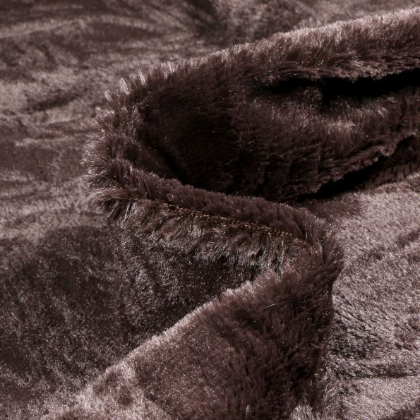 Tissu Fausse fourrure Wavy sur fond Marron foncé - Par 10 cm