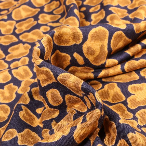 Tissu Jersey Viscose Appoline sur fond Bleu marine - Par 10 cm