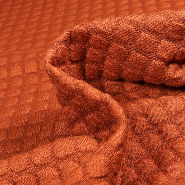 Tissu Sweat matelassé Eleonora Alvéolé sur fond Brique - Par 10 cm