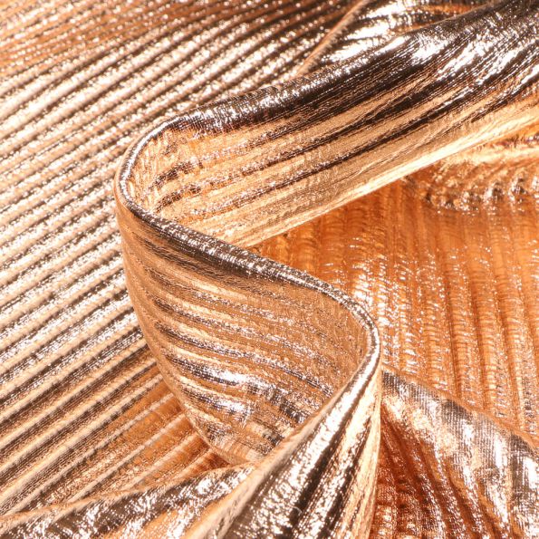 Tissu Doudoune Côtelé métallisé sur fond Or - Par 10 cm