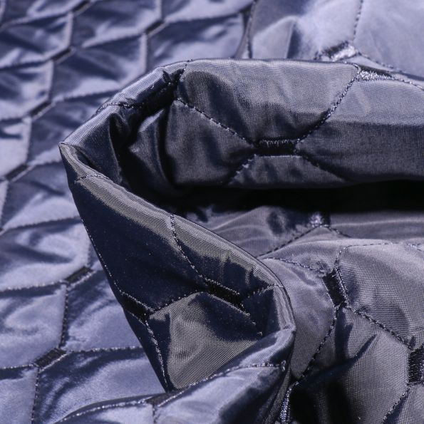 Tissu Doudoune Kélia sur fond Bleu marine - Par 10 cm