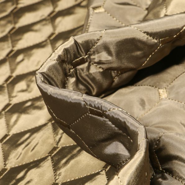 Tissu Doudoune Kélia sur fond Vert kaki - Par 10 cm