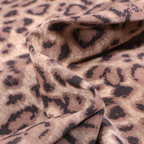 Tissu Bengaline Léopard sur fond Beige - Par 10 cm