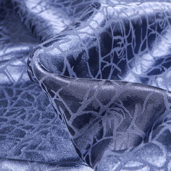 Tissu Satin Terra sur fond Bleu - Par 10 cm