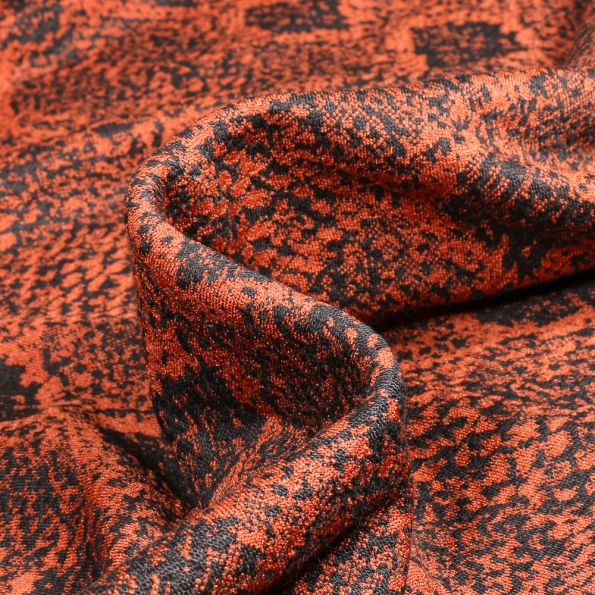 Tissu Jacquard Reptiles sur fond Orange - Par 10 cm