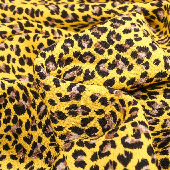 Tissu Viscose texturé Savana sur fond Jaune - Par 10 cm