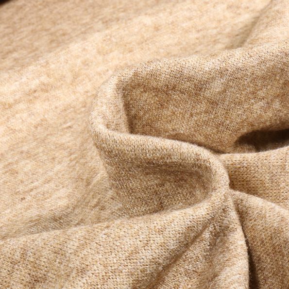 Tissu Maille Heavy chiné sur fond Beige - Par 10 cm