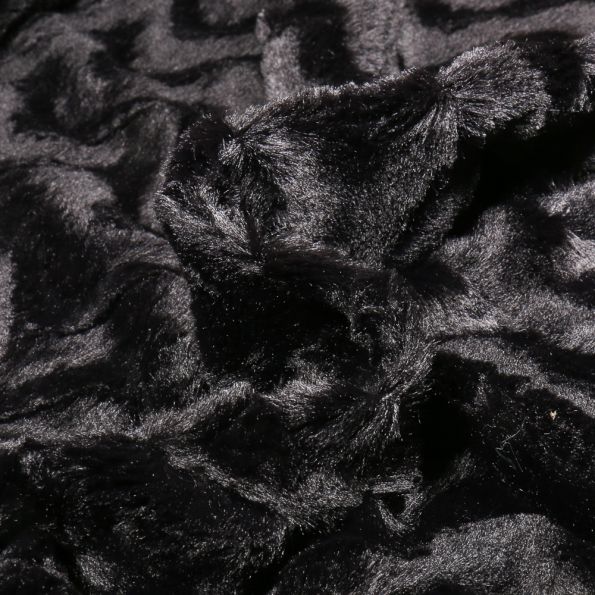 Tissu Fausse fourrure Chevrons Stella Noir - Par 10 cm