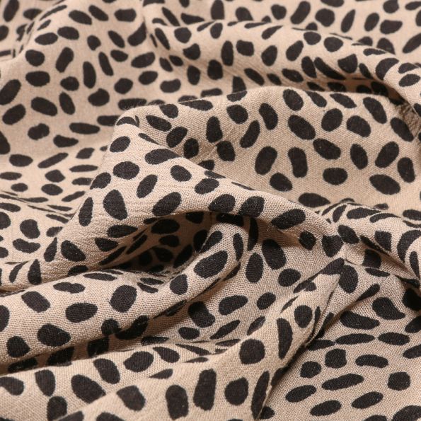 Tissu Crépon viscose Idri sur fond Beige - Par 10 cm