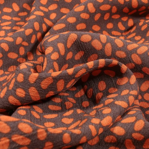 Tissu Crépon viscose Idri sur fond Marron - Par 10 cm