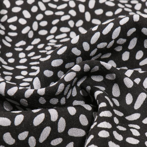 Tissu Crépon viscose Idri sur fond Noir - Par 10 cm