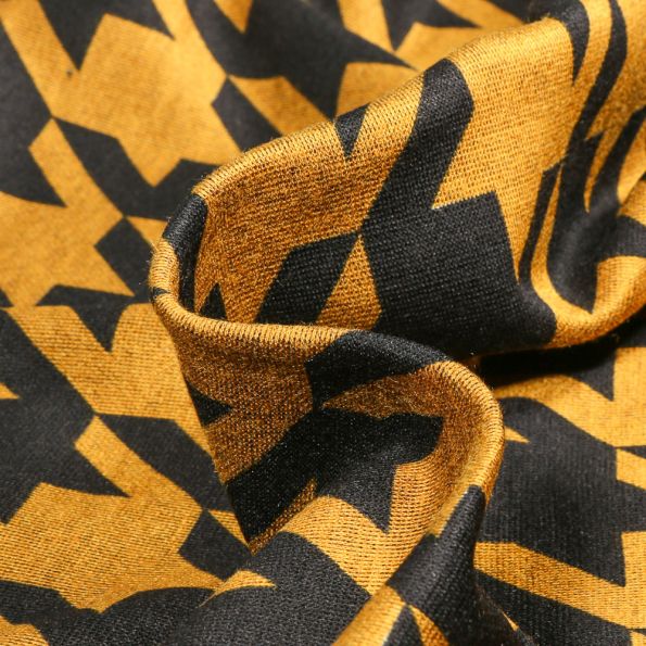 Tissu Jersey Milano Maxi pied de poule sur fond Jaune - Par 10 cm