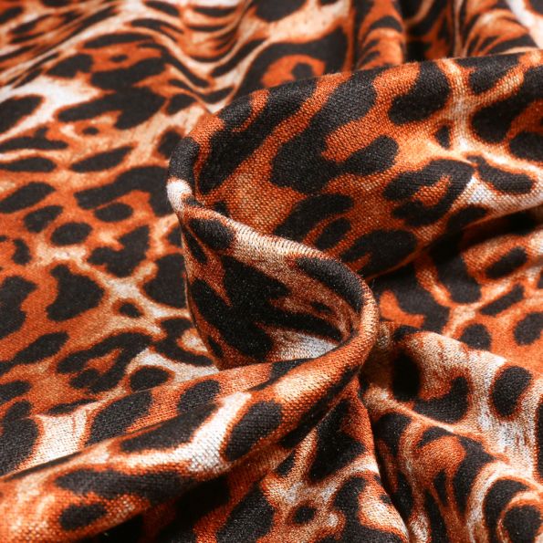 Tissu Jersey Milano Léop sur fond Fauve - Par 10 cm