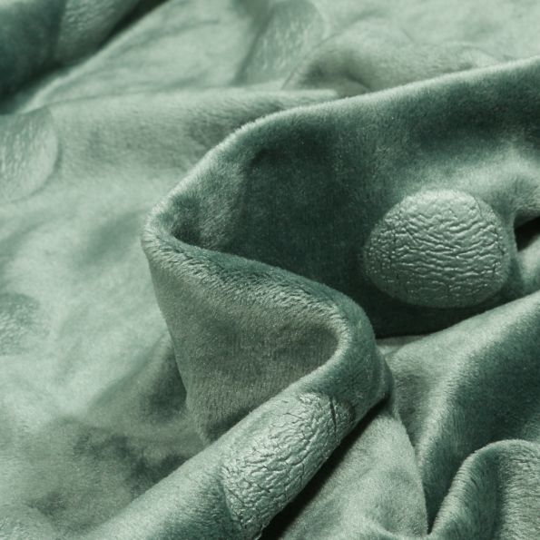 Tissu Jersey Velours Big dots sur fond Vert - Par 10 cm