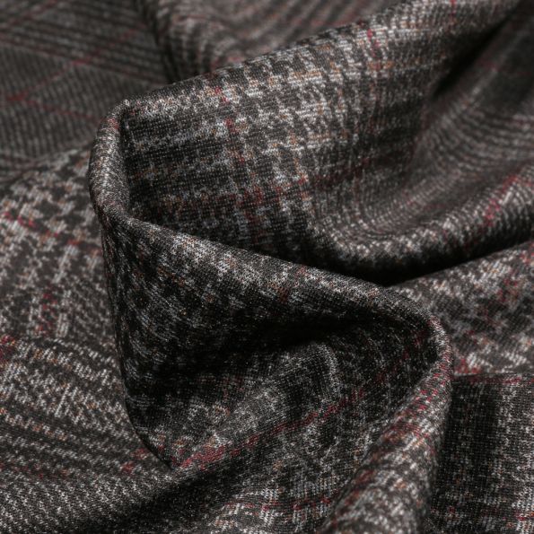 Tissu Jersey Milano Prince de galles sur fond Gris - Par 10 cm