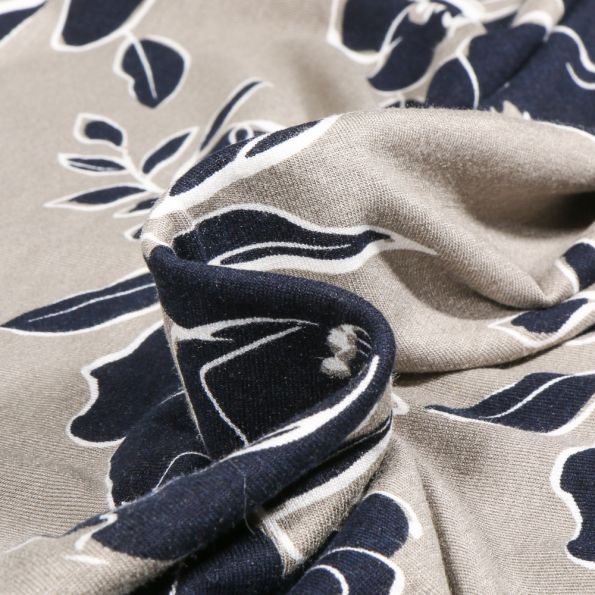 Tissu Jersey Viscose Twigs sur fond Beige sable - Par 10 cm