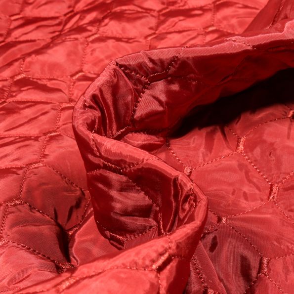 Tissu Doudoune matelassé réversible Diamonds sur fond Rouge - Par 10 cm