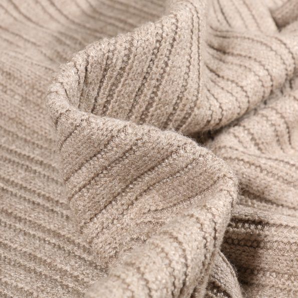 Tissu Maille côtelé épaisse Elisa uni sur fond Beige - Par 10 cm