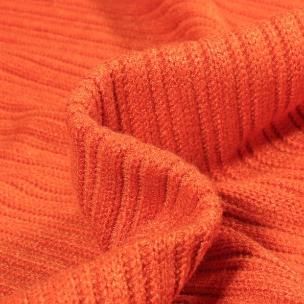 Tissu Maille côtelé épaisse Elisa uni sur fond Brique - Par 10 cm