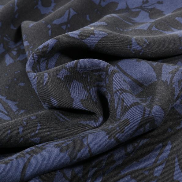 Tissu Tencel Twill Senza sur fond Bleu marine - Par 10 cm