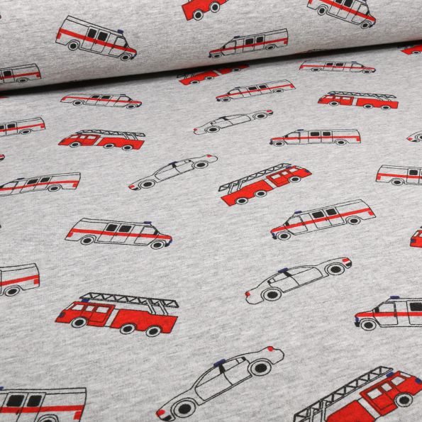 Tissu Sweat envers molletonné Pimpon sur fond Gris clair chiné - Par 10 cm