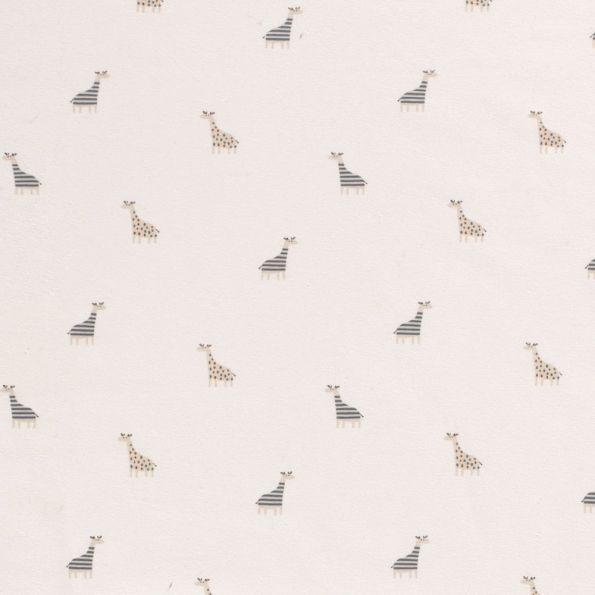 Tissu Jersey Coton Girafe Z sur fond Ecru - Par 10 cm