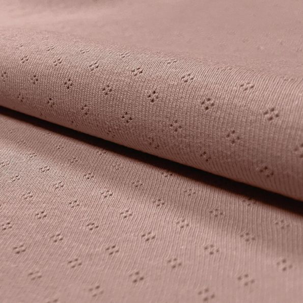 Coupon Tissu Jersey Coton ajouré Baby Vieux rose - Coupon de 160 cm