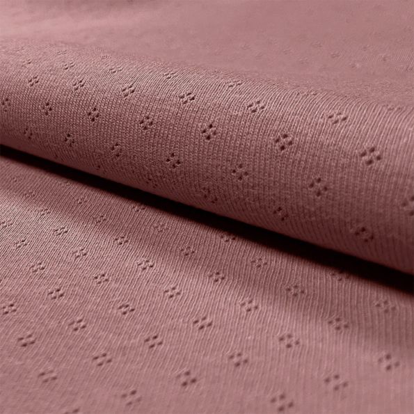 Coupon Tissu Jersey Coton ajouré uni Vieux rose - Coupon de 160 cm