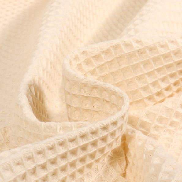 Tissu Nid d'abeille Bio uni Naturel - Par 10 cm