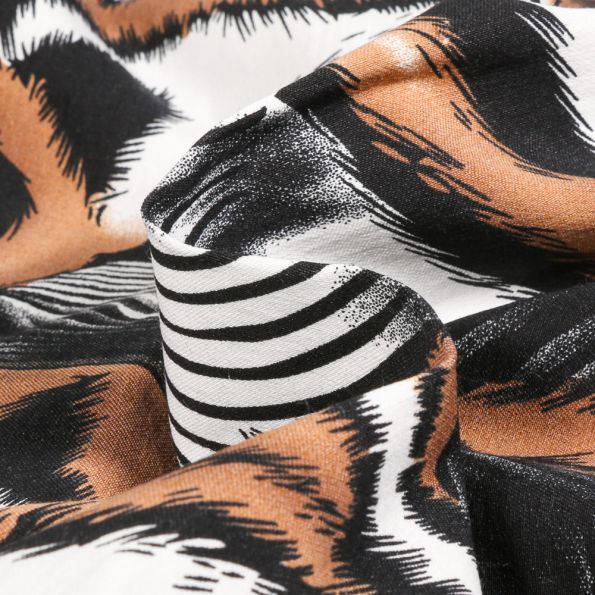 Tissu Bengaline Tiger camel sur fond Blanc - Par 10 cm