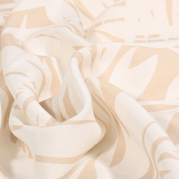 Tissu Viscose Palma sur fond Beige - Par 10 cm