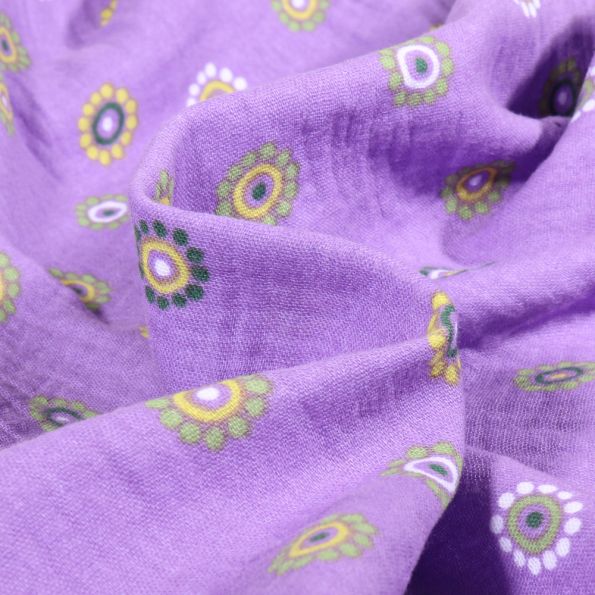 Tissu Double gaze Marissa sur fond Lilas - Par 10 cm
