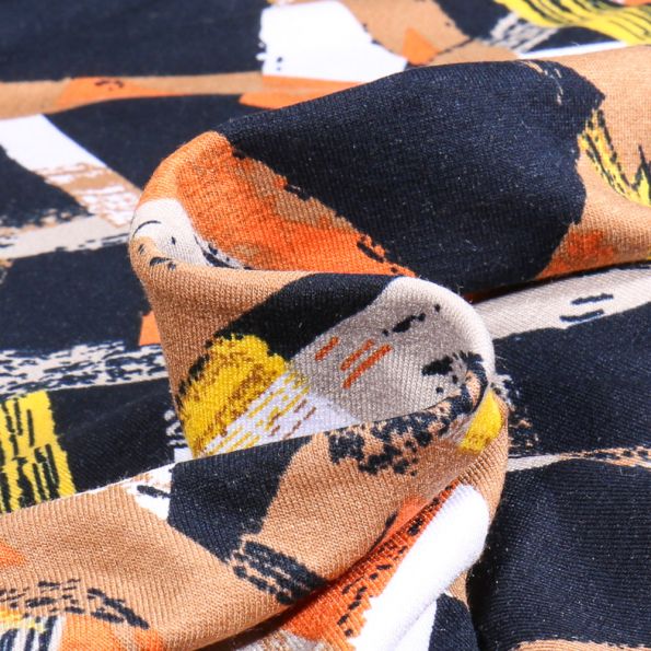 Tissu Jersey Viscose  Averi sur fond Bleu marine - Par 10 cm